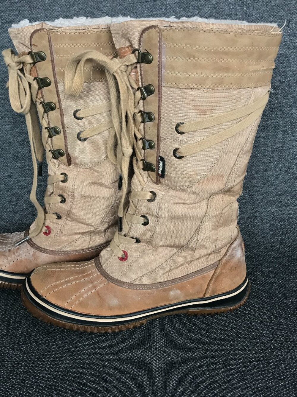 Pajar Brown Leather 11" Tall Waterproof Winter Snow Rain Boots Womens Size 7-7.5